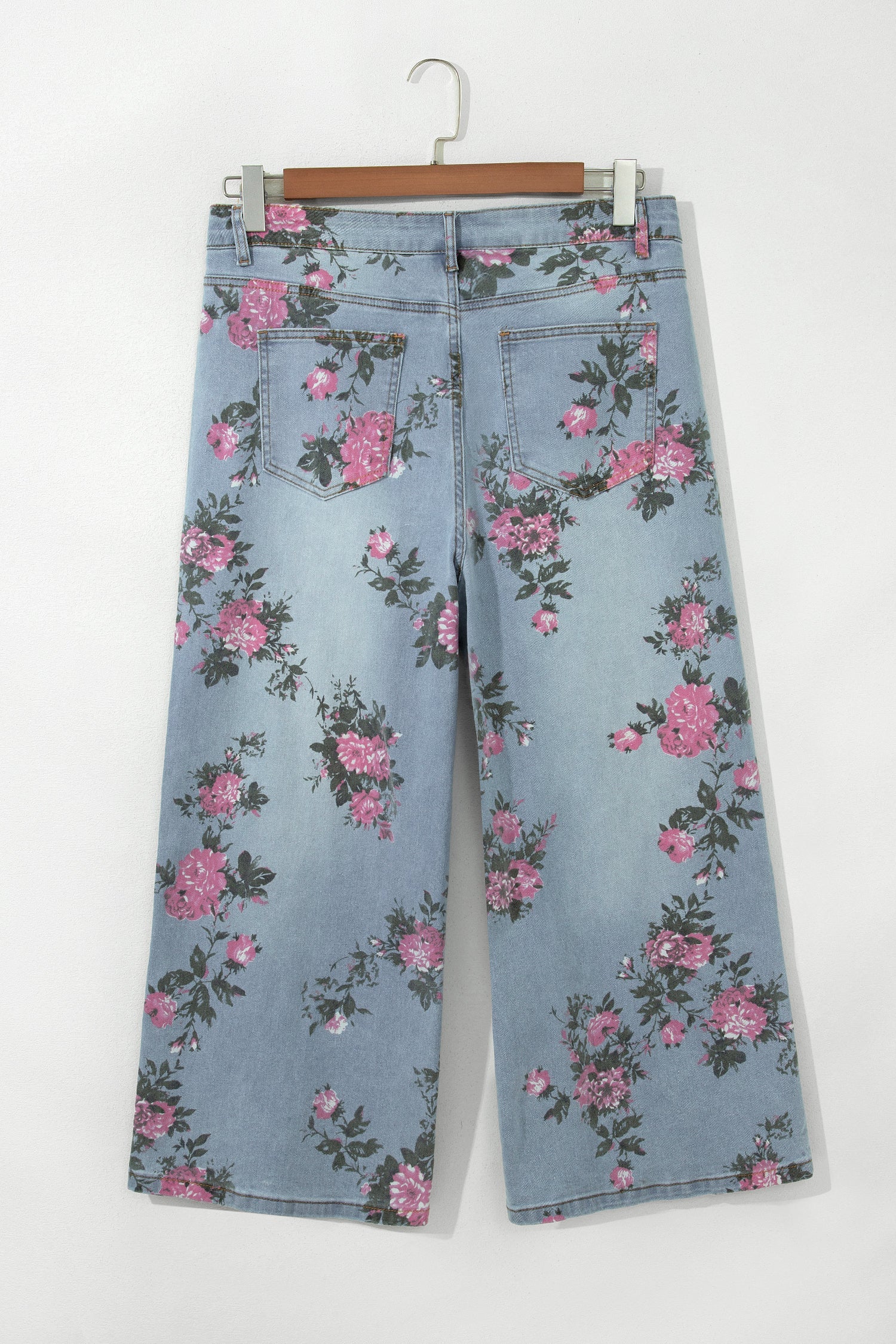 Plus Size Floral Ankle Length Loose Jeans