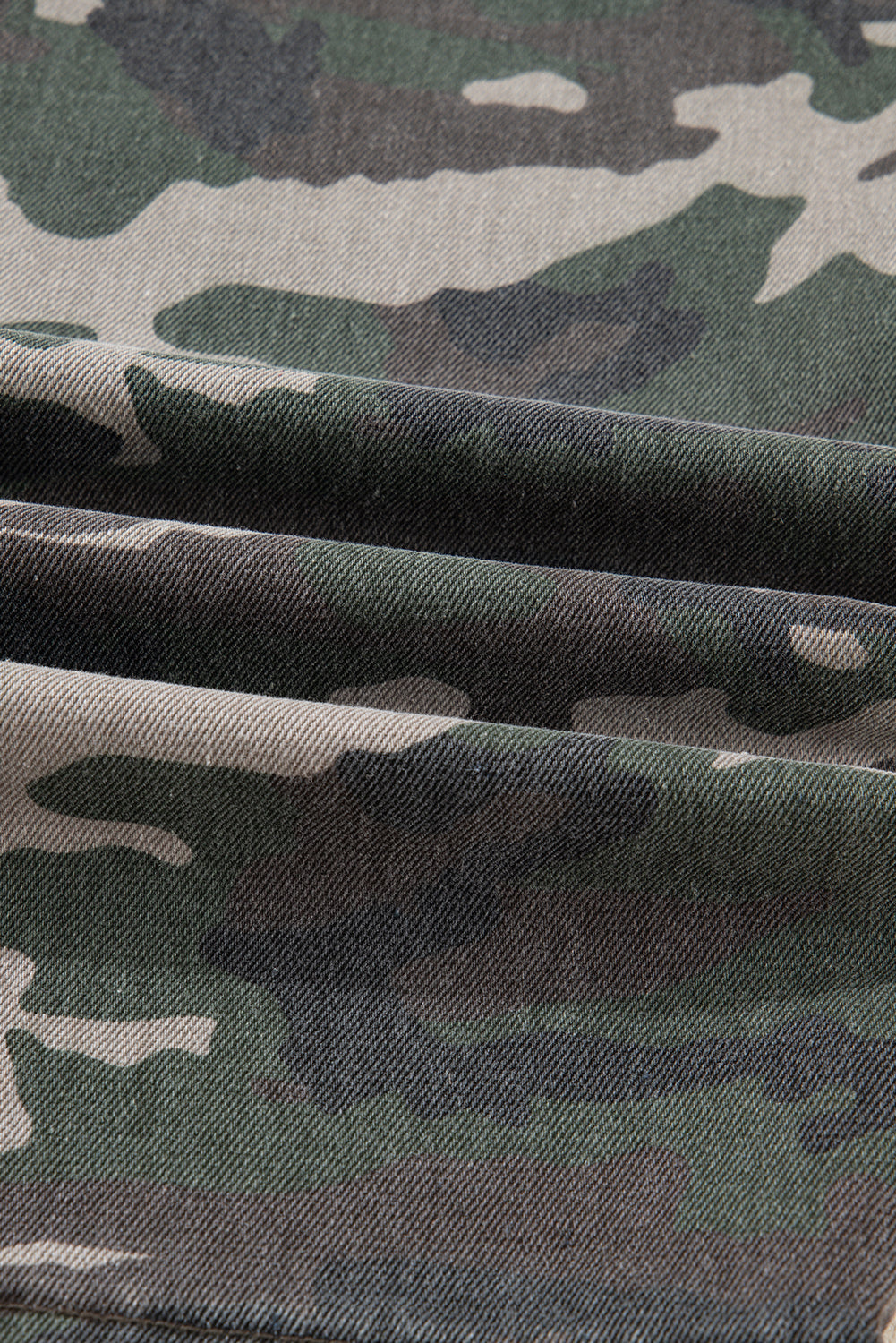 Camo Denim Cargo Wide Leg Pants