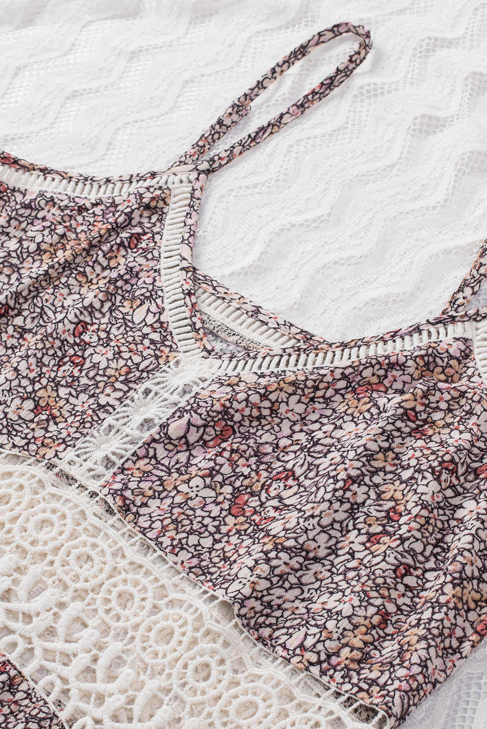 Floral Lace Crochet Spaghetti Strap Tank Top