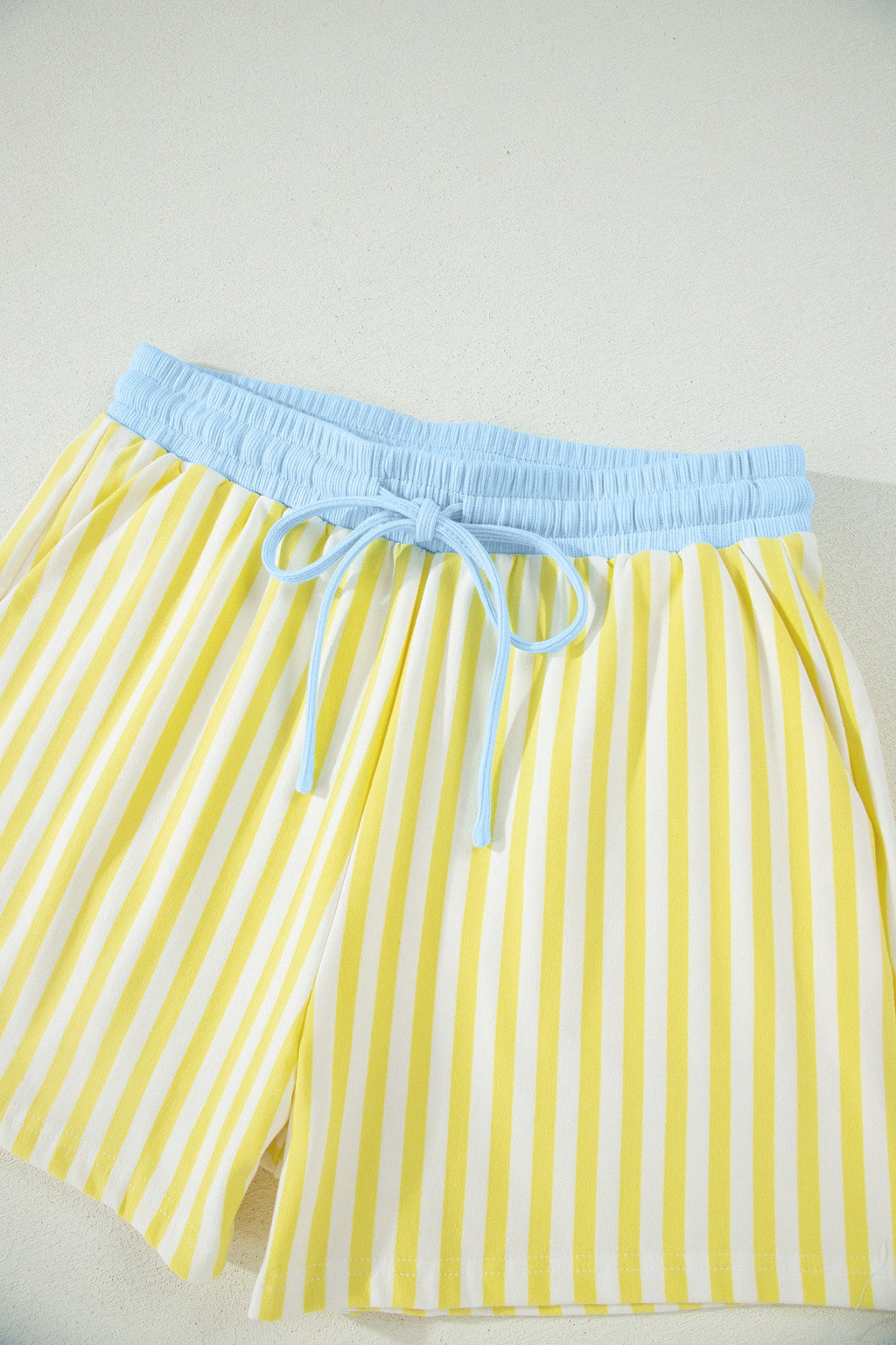 Stripe Colorblock V-Neck Tee & Drawstring Short Set