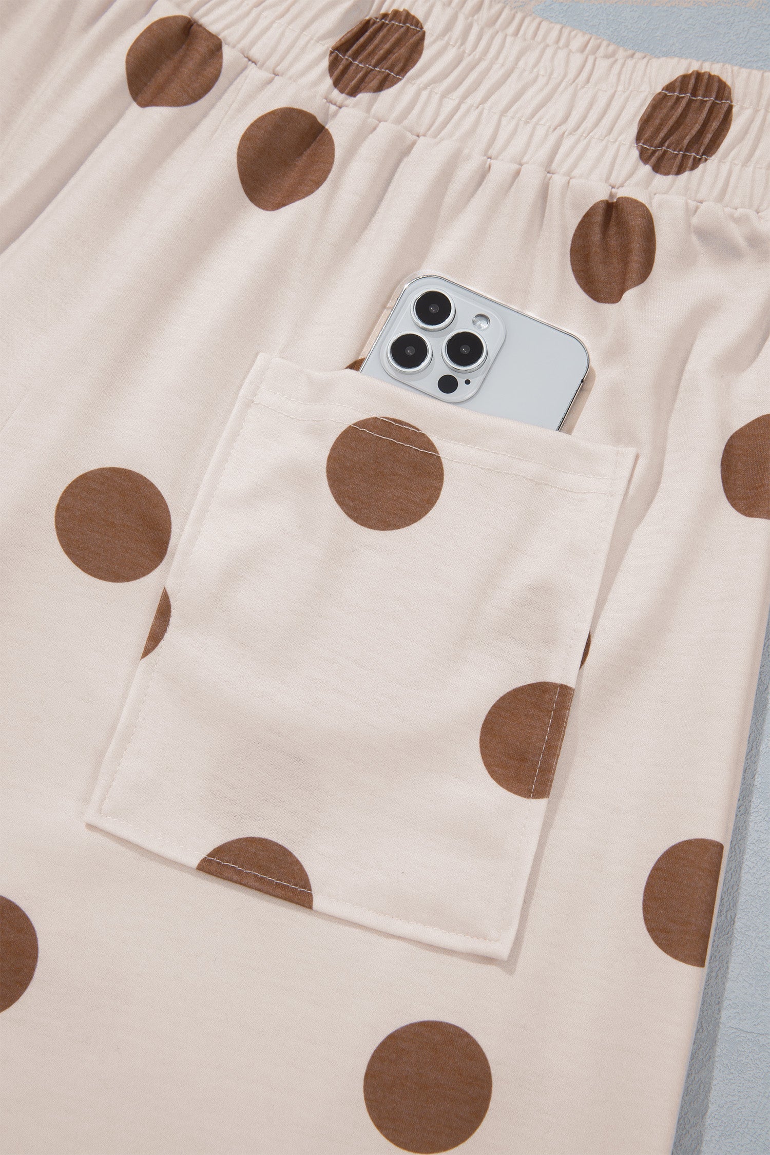 Polka Dot Wide Leg Elastic Waist Pants
