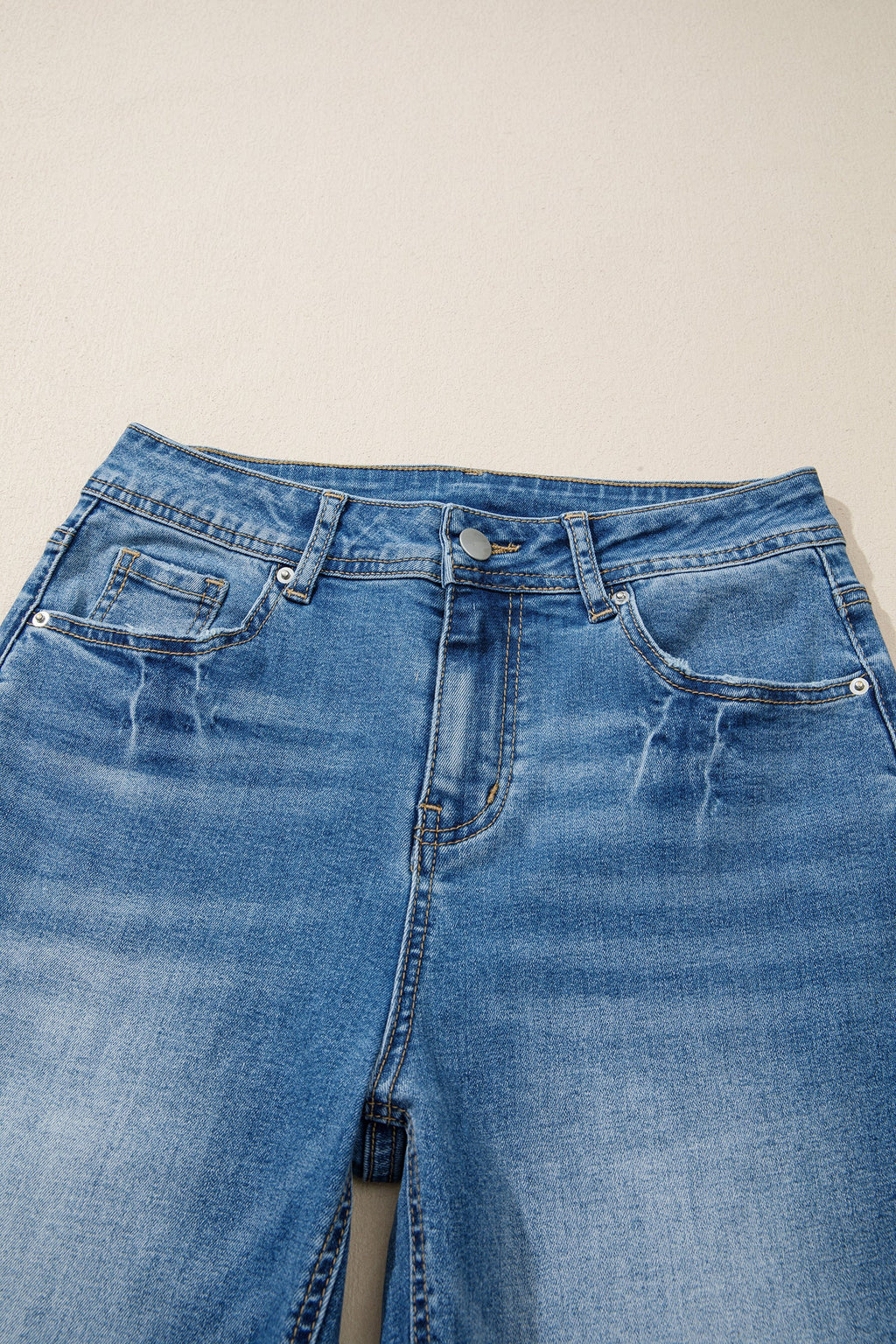 Acid Wash Denim Straight Leg Jeans