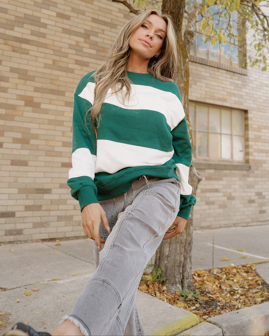 Mia Drop Shoulder Baggy Sweatshirt - Evergreen