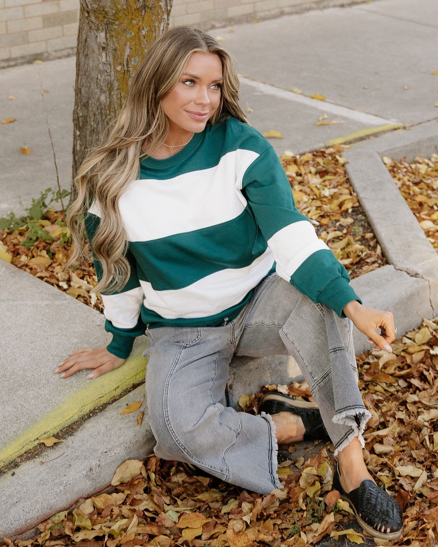 Mia Drop Shoulder Baggy Sweatshirt - Evergreen