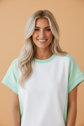 Colorblock Exposed Seam Crew Neck T-Shirt