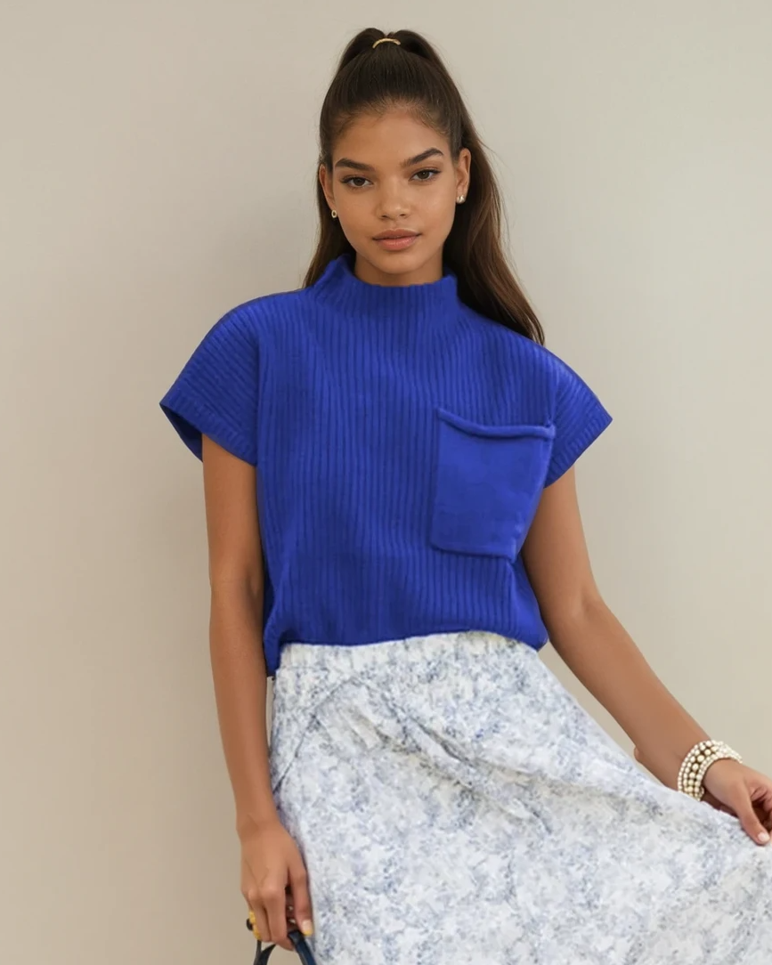Ayla Short Sleeve Sweater - Blue