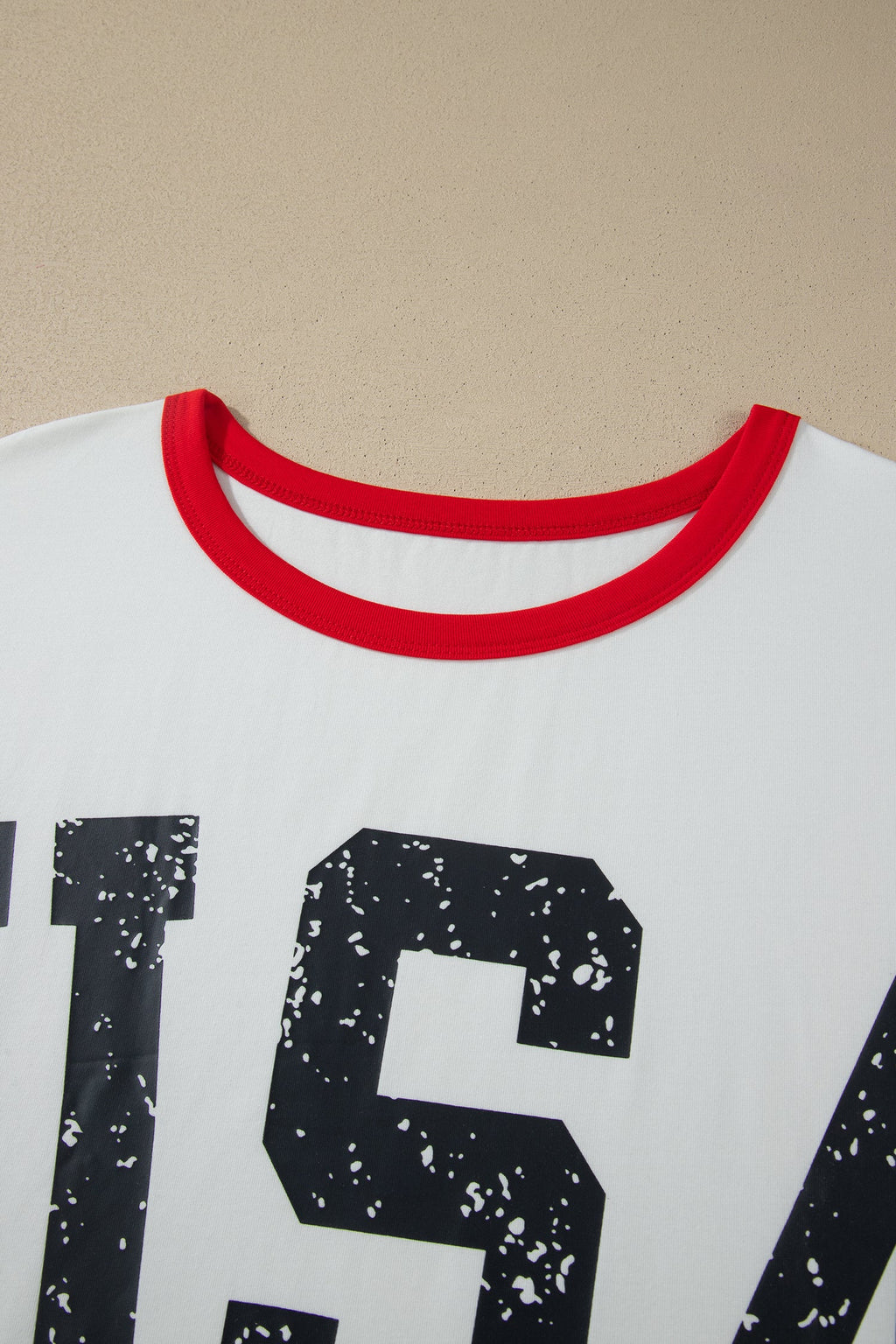 Plus Size USA Varsity Stripe Trim Short Sleeve Tee