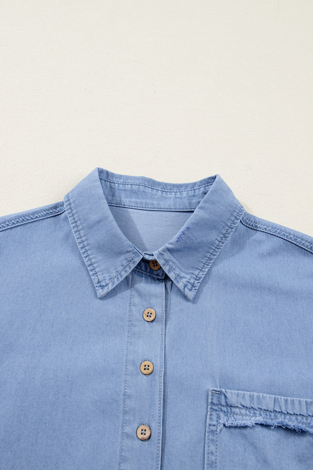 Blake Washed Drop Shoulder Bracelet Sleeve Chambray Shirt