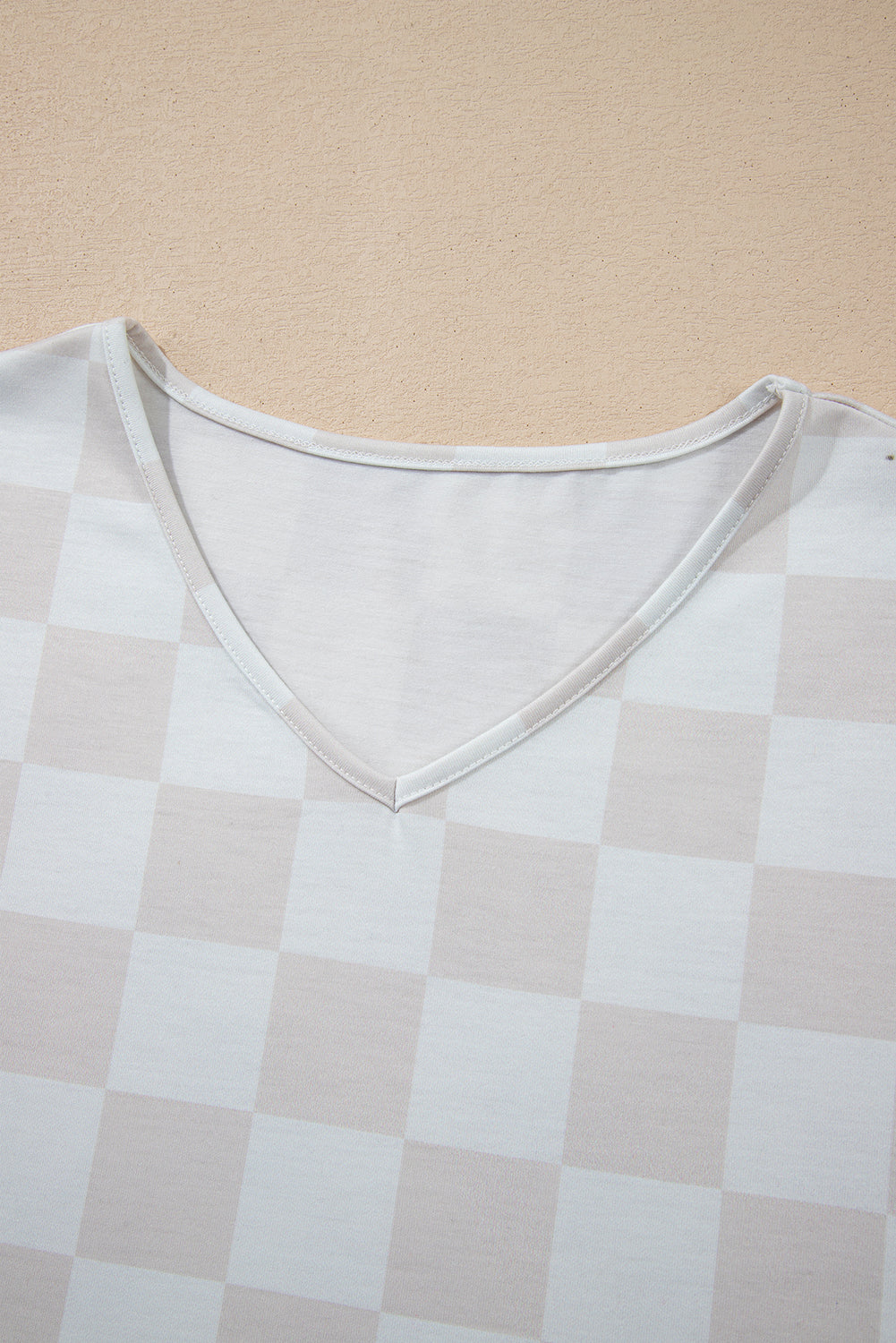 Checker V-Neck Tee & Drawstring Shorts Set