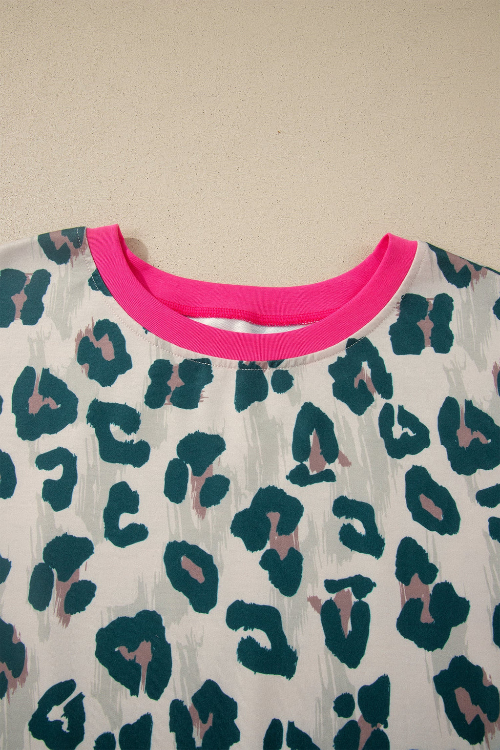 Plus Size Leopard Colorblock Top & High Waist Shorts