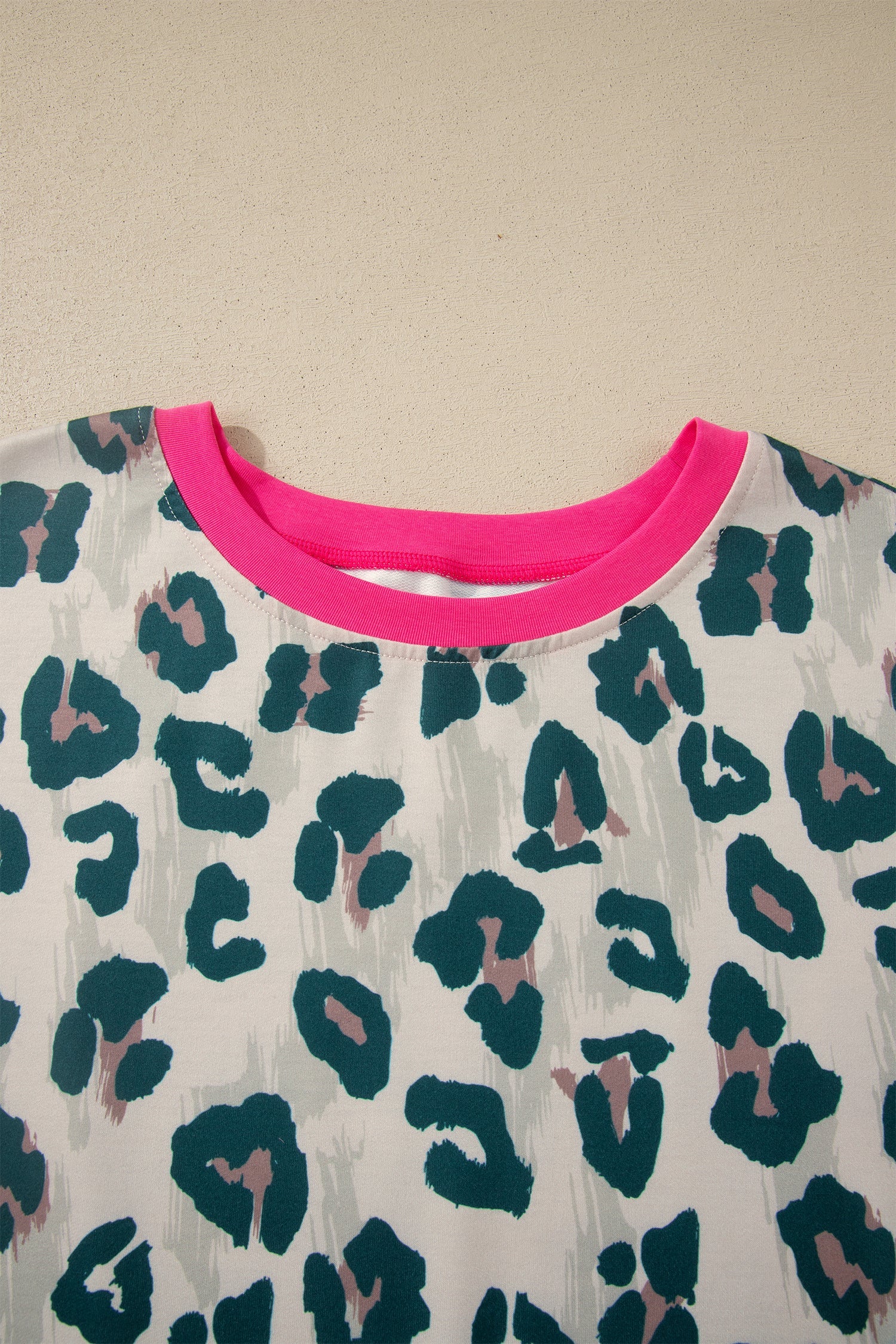 Plus Size Leopard Colorblock Top & High Waist Shorts