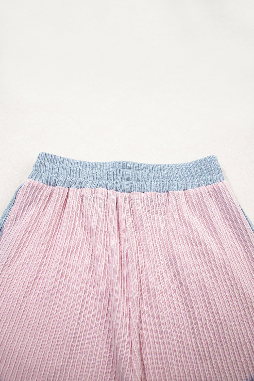 Colorblock Corded Knit Boxy Top & Shorts Set