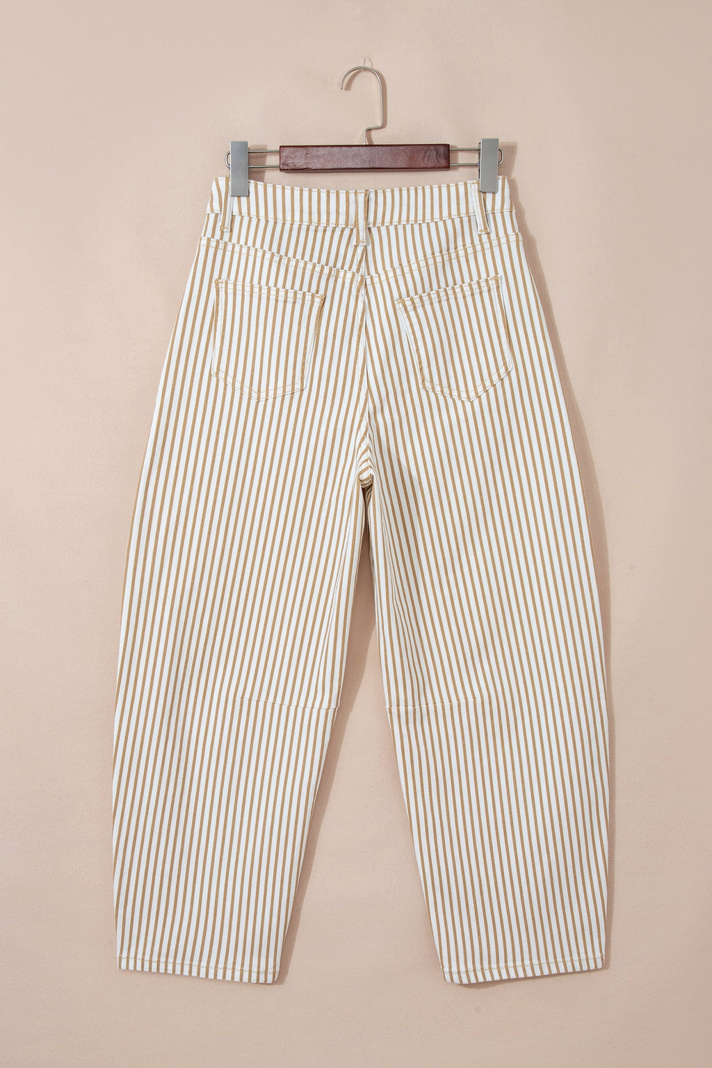 Stripe Denim High Waist Barrel Leg Jeans