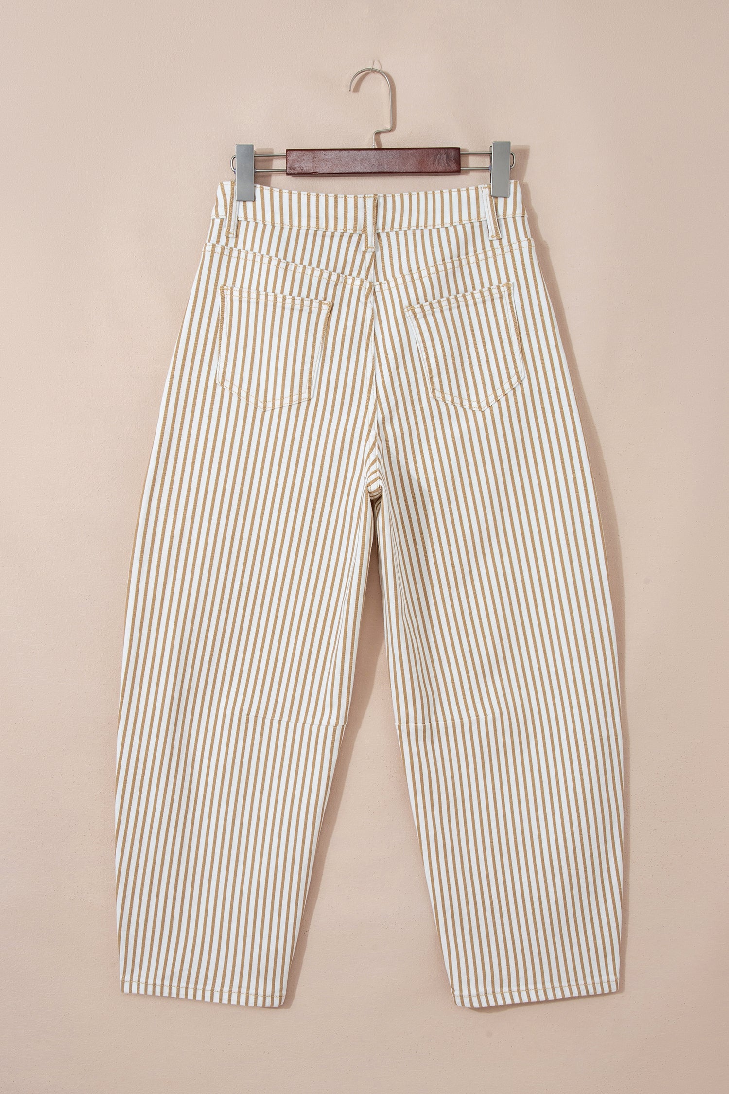 Stripe Denim High Waist Barrel Leg Jeans