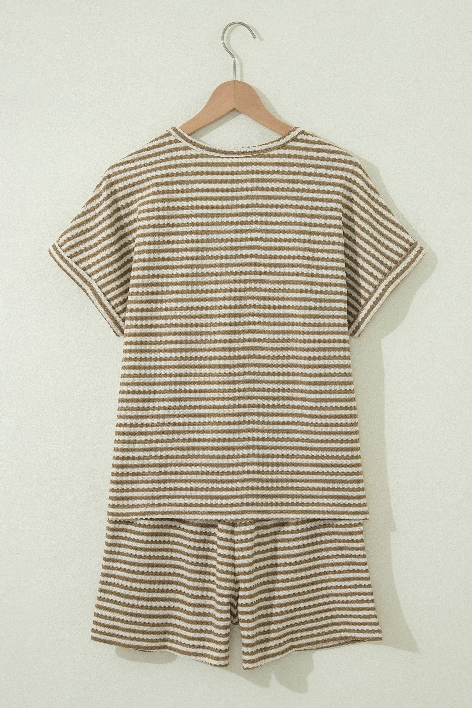 Stripe Textured Knit Top & Shorts Set