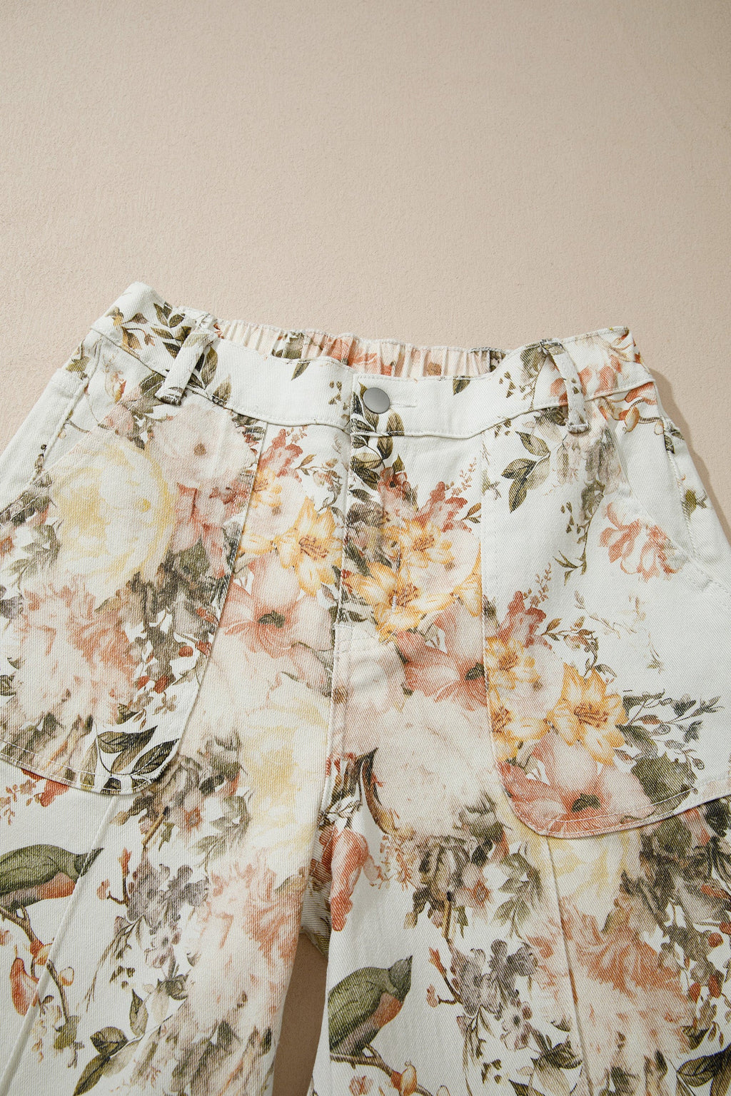 Floral Denim High Waist Wide Leg Jeans