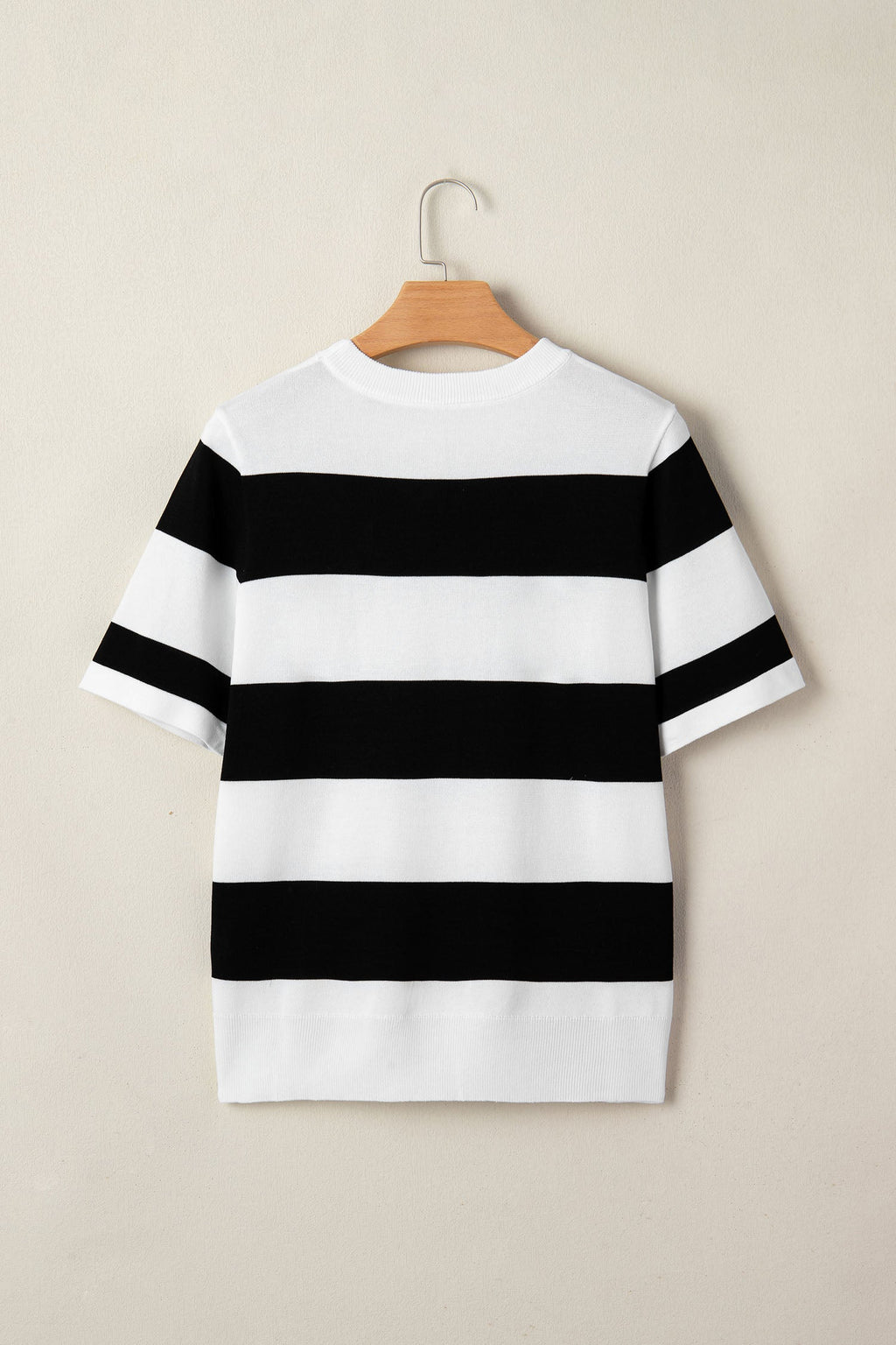 Stripe Colorblock Knitted Short Sleeve T-Shirt