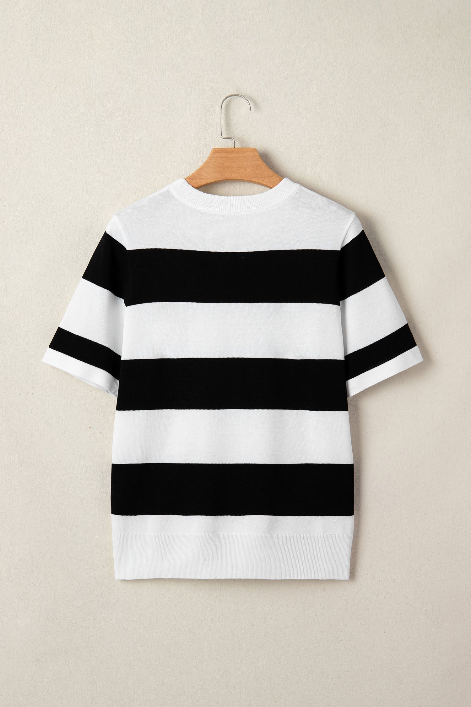 Stripe Colorblock Knitted Short Sleeve T-Shirt