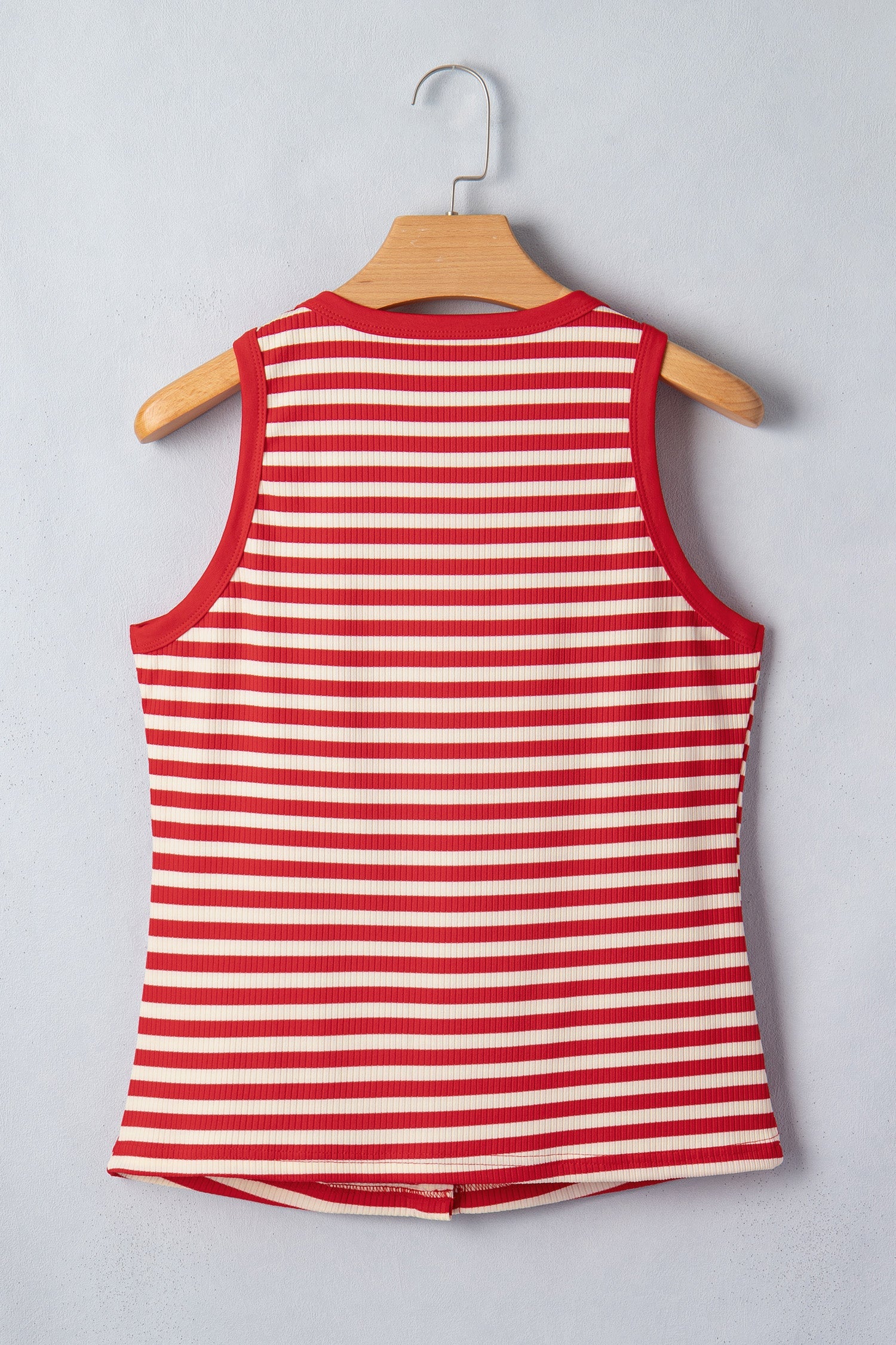 Stripe Ribbed Knit Buttoned Tank Top
