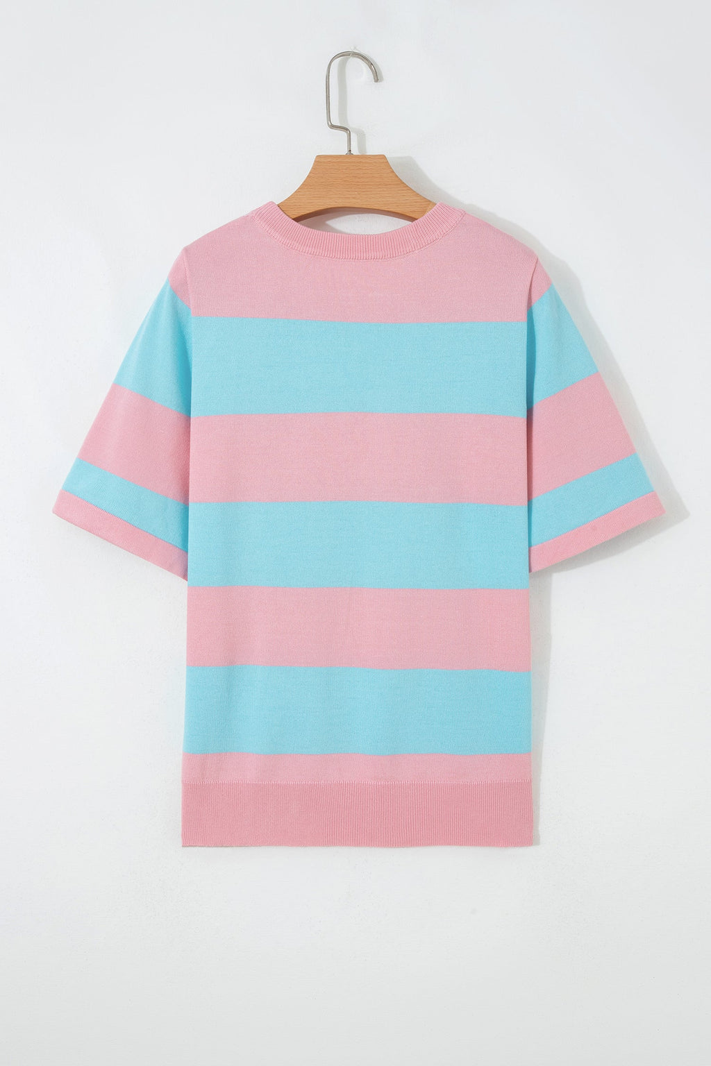 Stripe Colorblock Knitted Short Sleeve T-Shirt