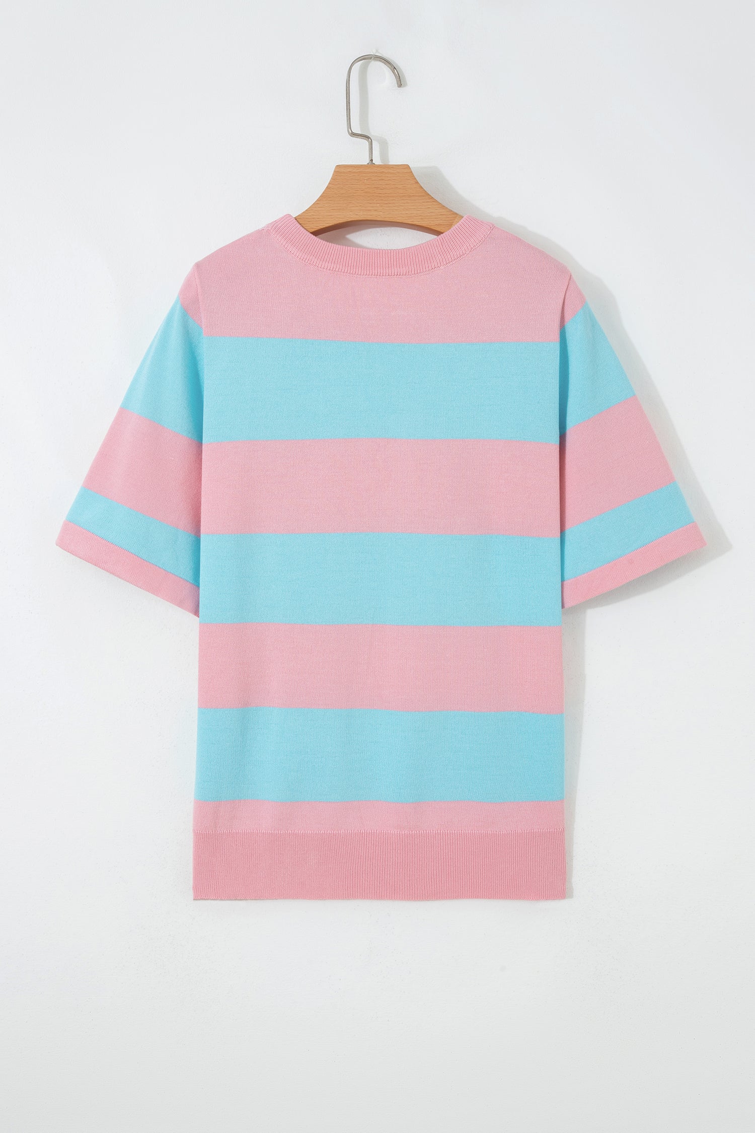 Stripe Colorblock Knitted Short Sleeve T-Shirt
