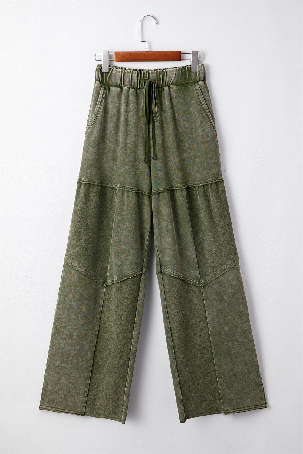 Mineral Wash Tiered Drawstring Wide Leg Pants
