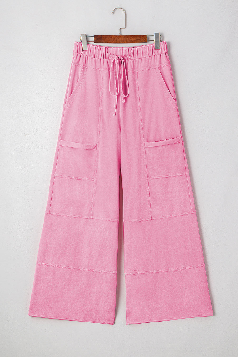 Hannah Mineral Wash Exposed Seam Wide Leg Cargo Pants - Bonbon