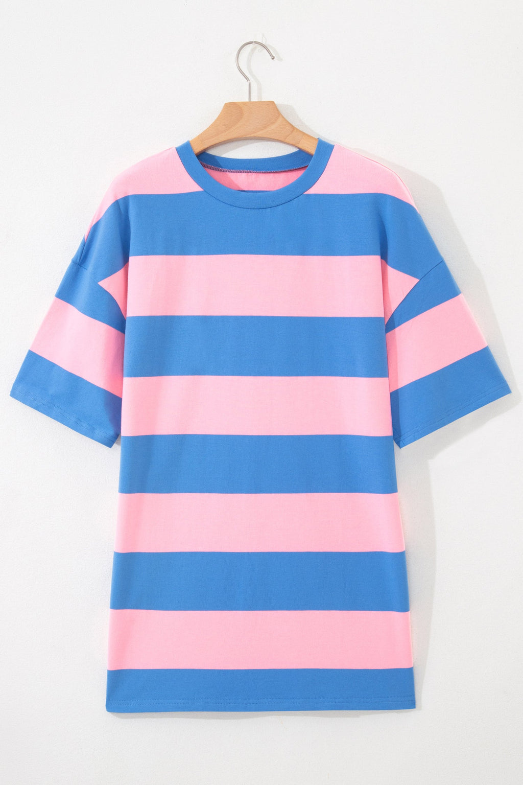 Stripe Colorblock Short Sleeve Oversize Tunic Tee