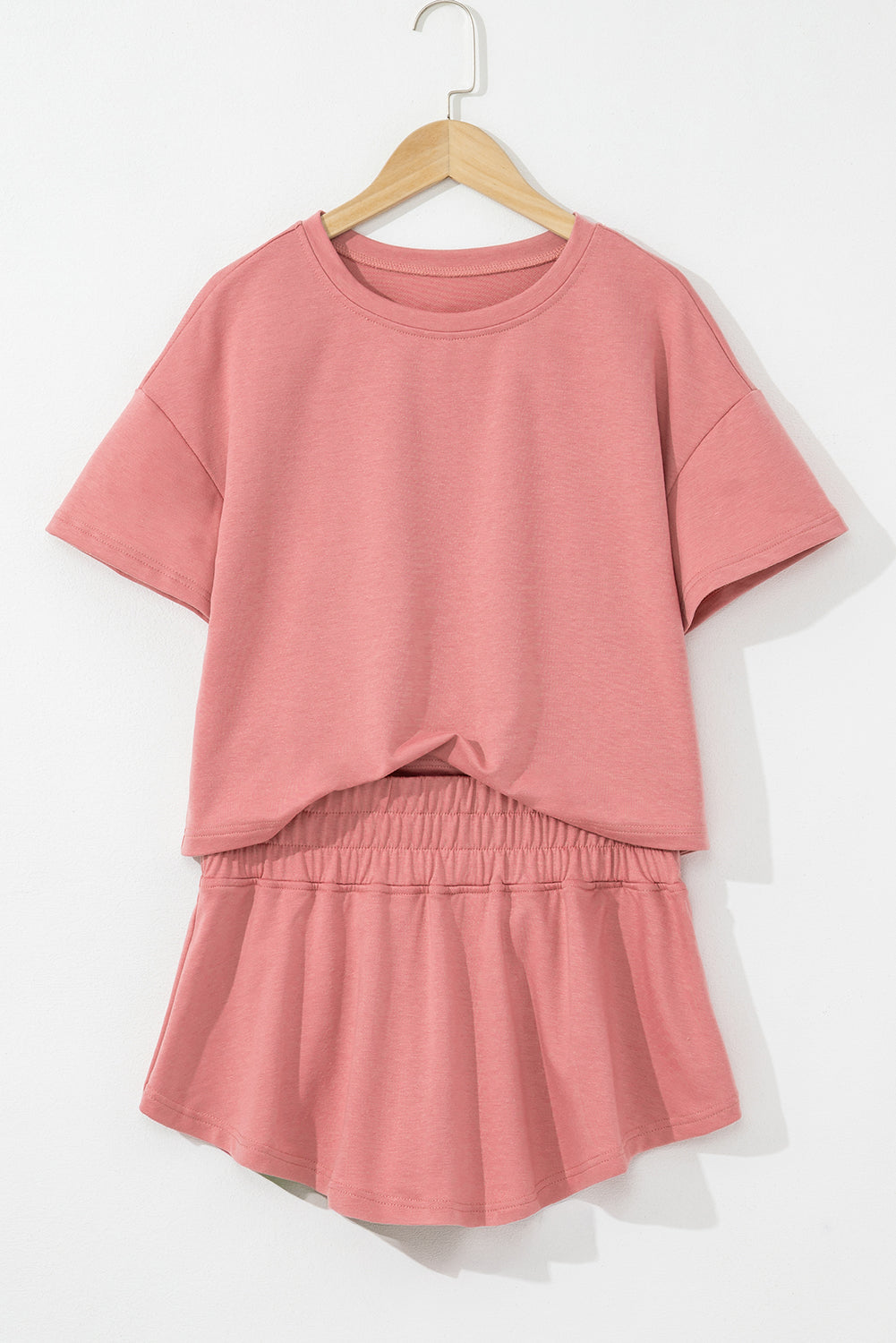 Solid Cropped Tee & Ruffle High Waist Skort Set