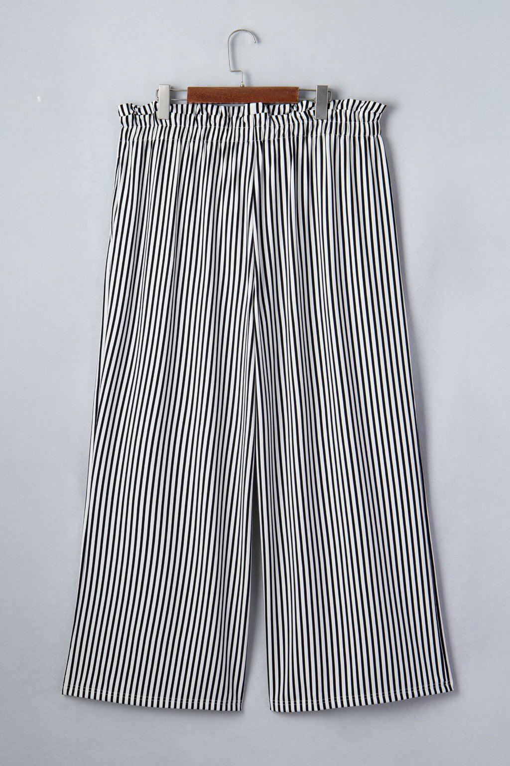 Plus Size Stripe Tie Waist Straight Pants