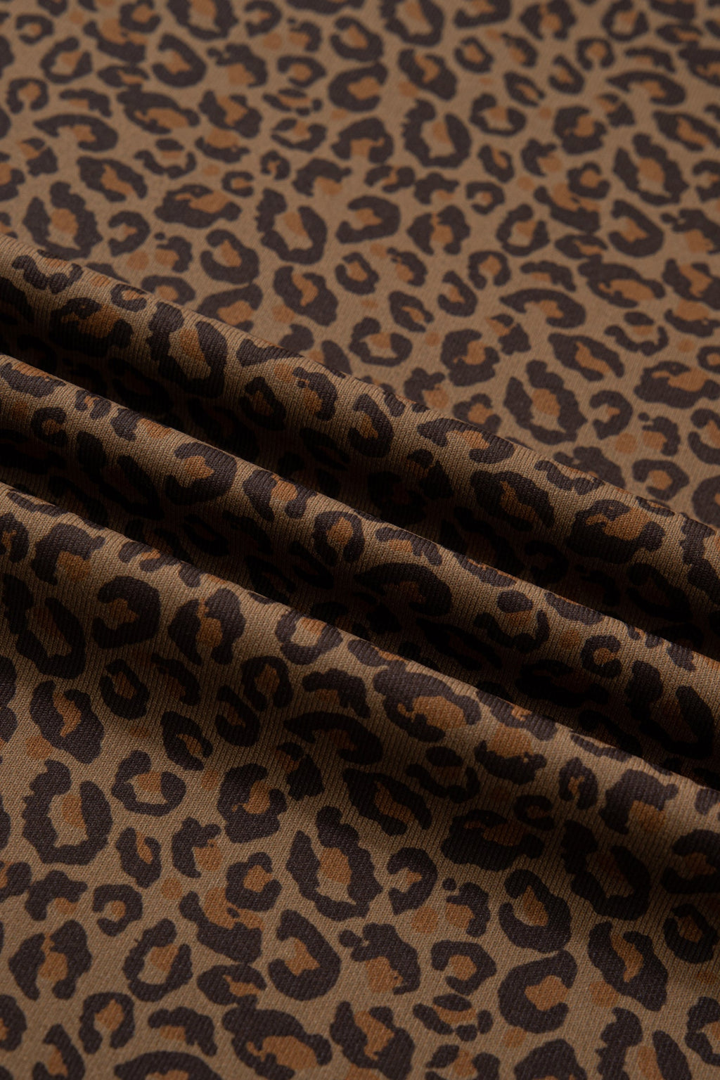 Plus Size Leopard Ribbed Trim Short Sleeve Tee