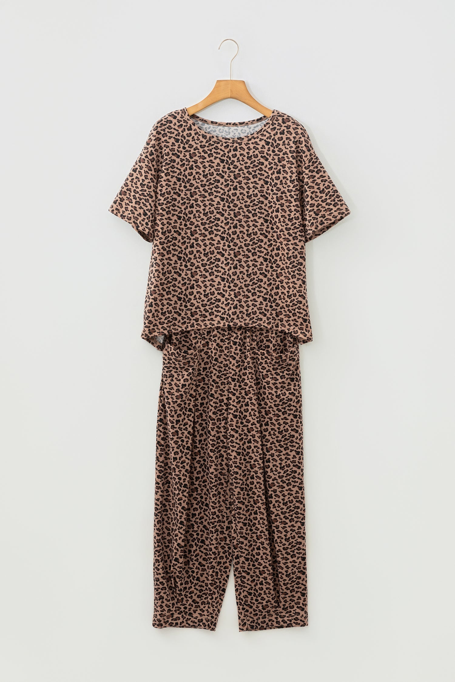 Leopard Loose Tee & Drawstring Waist Pants Set