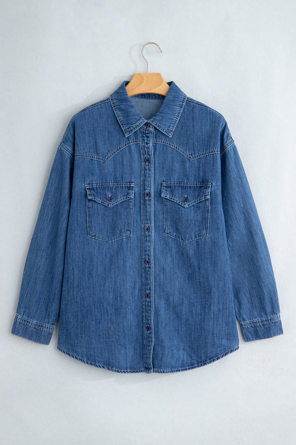 Western Denim Patch Pockets Long Sleeve Shirt