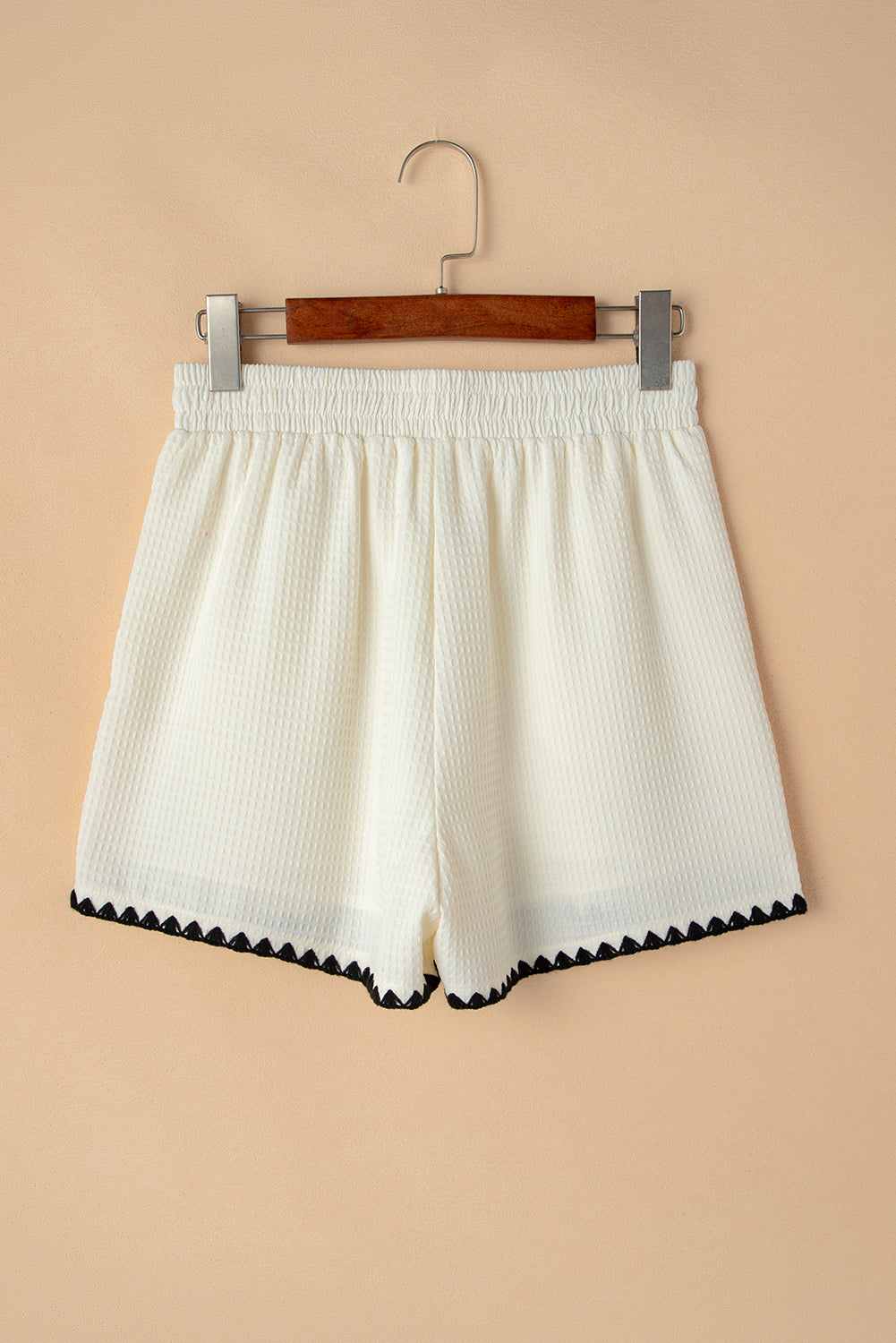 Contrast Ricrac Hem Waffle Textured Shorts
