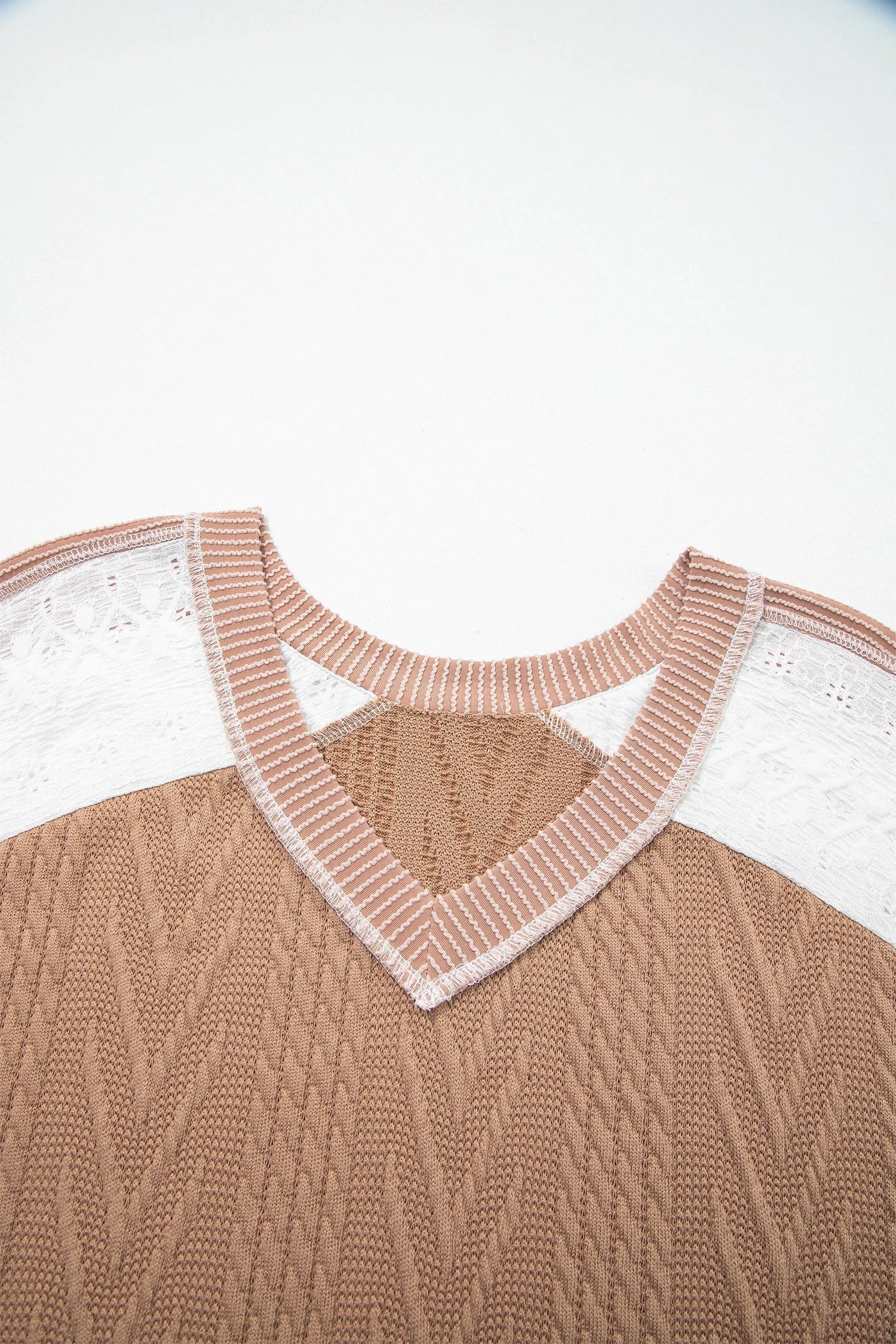 Plus Size Colorblock Lace Patchwork Long Sleeve Blouse
