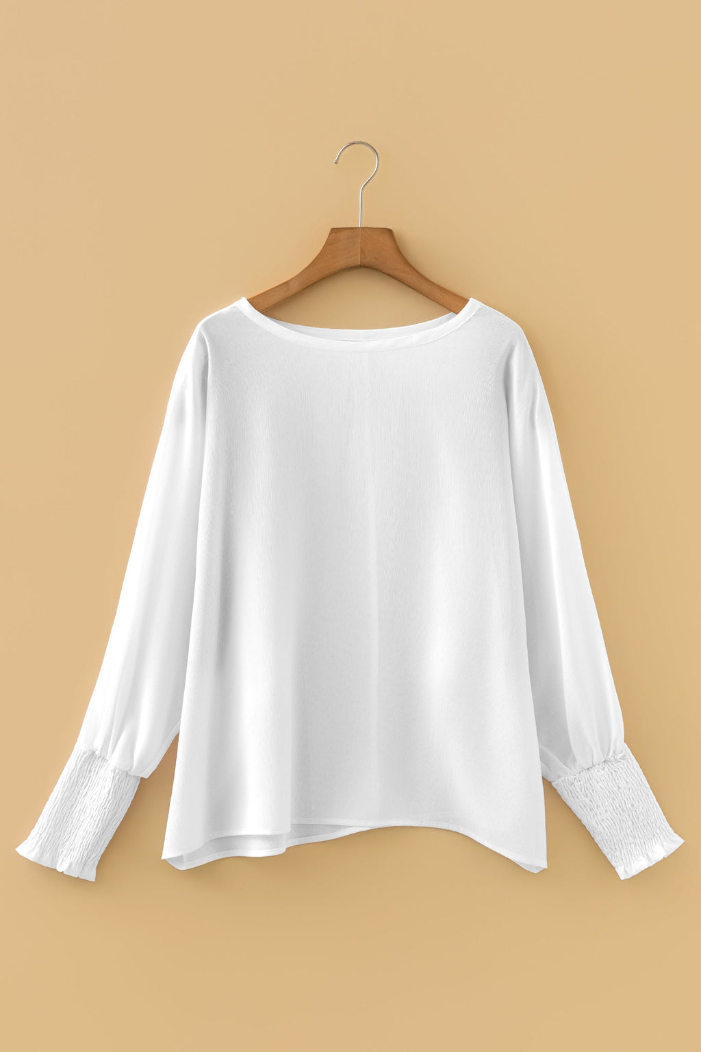 Marley Smocked Cuffs Semi Sheer Long Sleeve Dolman Blouse