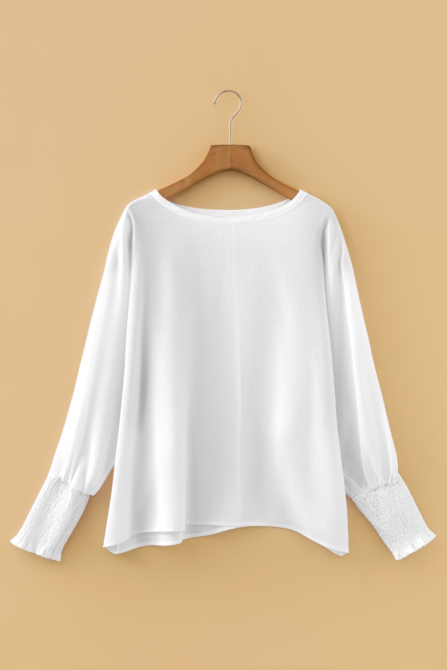 Marley Smocked Cuffs Semi Sheer Long Sleeve Dolman Blouse