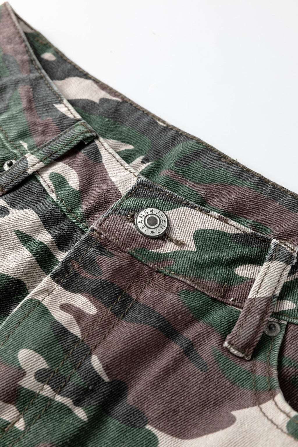 Camo Denim Cargo Wide Leg Pants