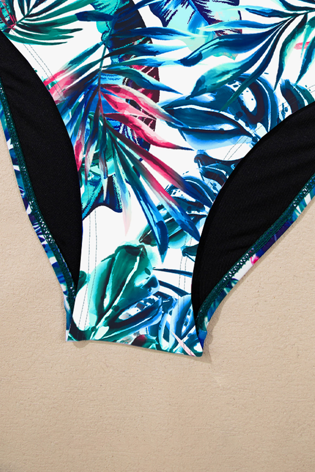 Colorblock Tankini Top & High Waist Bikini Set