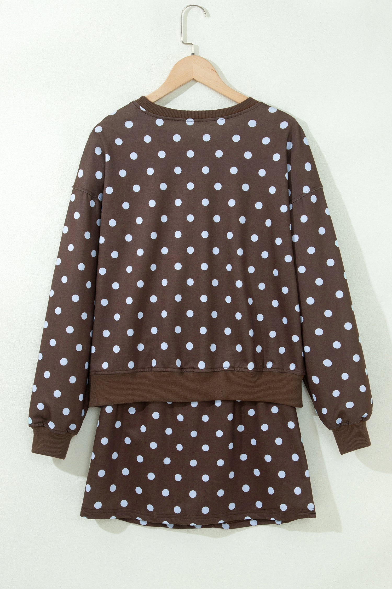 Polka Dot Long Sleeve Pullover & Bow Skort Set