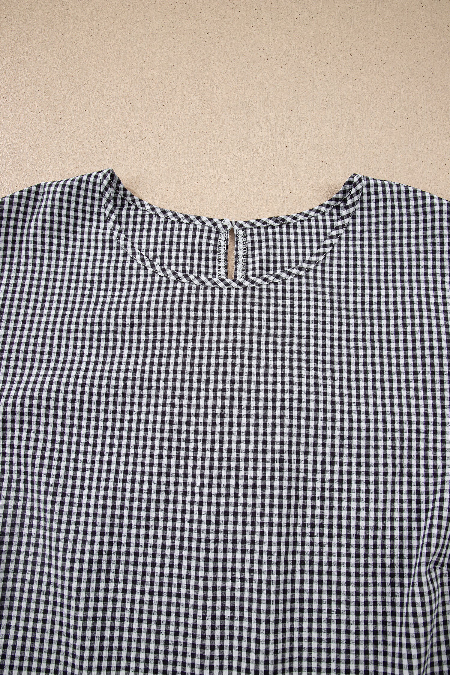Plus Size Gingham Bow Ruffle Sleeve Top