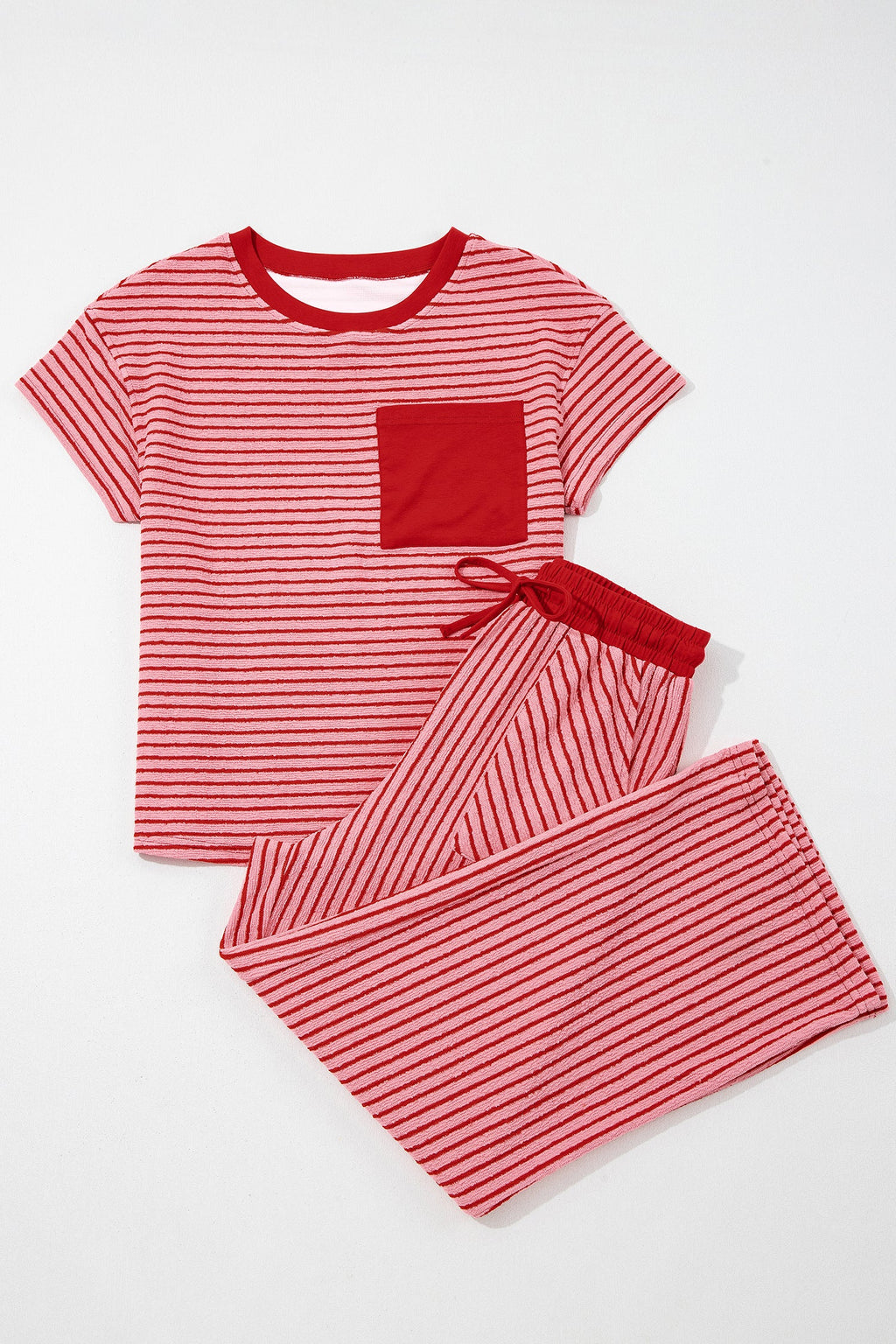 Stripe Crew Neck Tee & Drawstring Pants Set