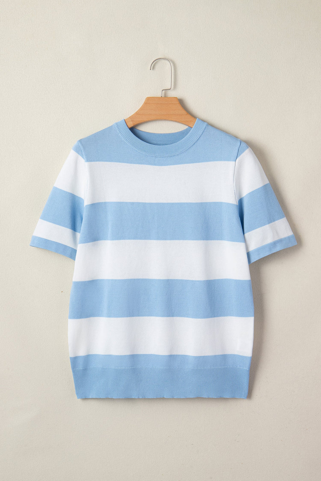 Stripe Colorblock Knitted Short Sleeve T-Shirt