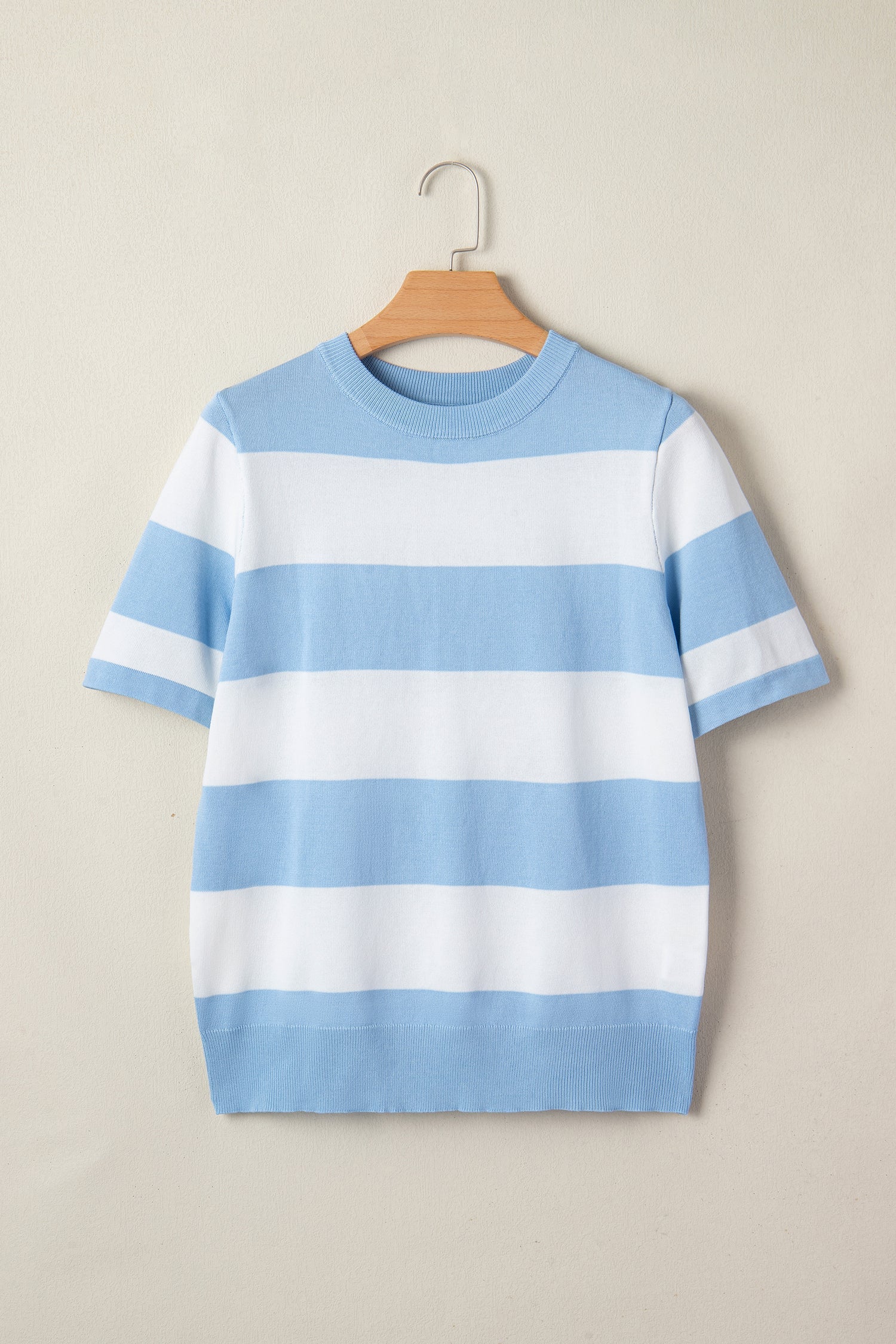 Stripe Colorblock Knitted Short Sleeve T-Shirt
