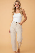Stripe Denim High Waist Barrel Leg Jeans