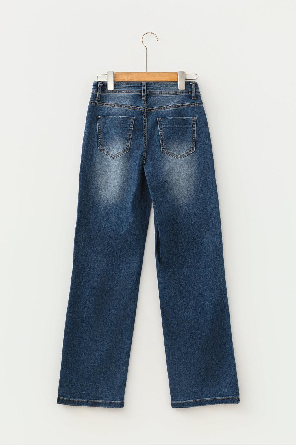Acid Washed Straight Leg Full Length Jeans