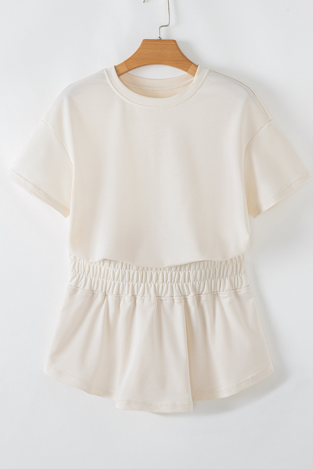 Solid Cropped Tee & Ruffle High Waist Skort Set