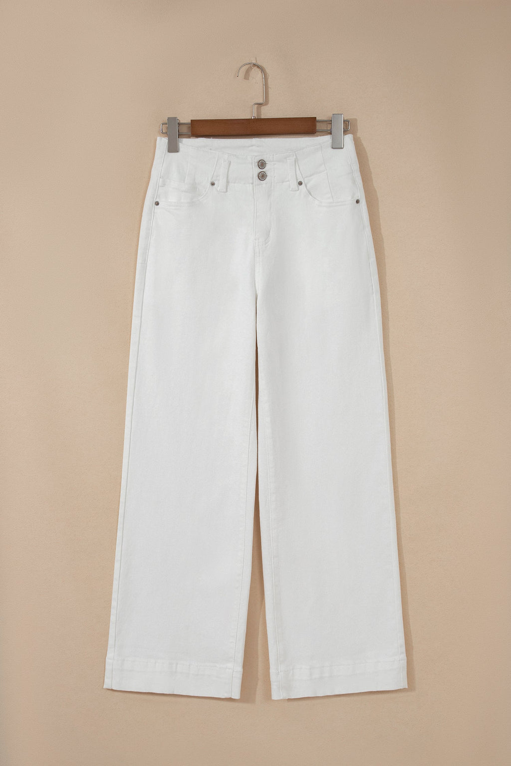 Denim 2-Button High Waist Wide Leg Jeans