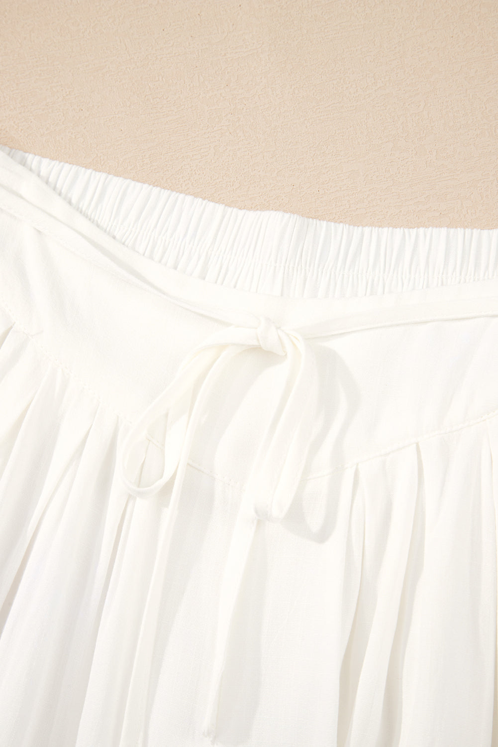 Solid Drop Waist Pleated Wide Leg Pants