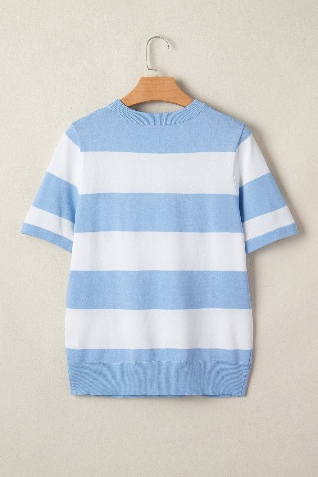 Stripe Colorblock Knitted Short Sleeve T-Shirt